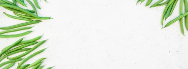 Taze yeşil fasulye arka plan üst görünümü