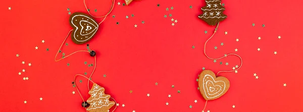 New Year Christmas holiday decoration flat lay — Stock Photo, Image