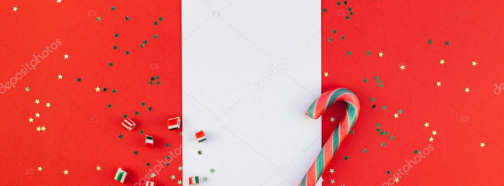 Christmas greeting postcard mockup with glitter