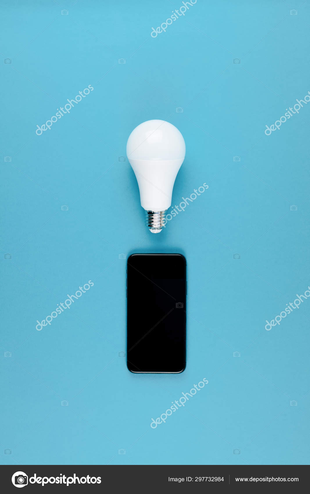 Download Led Light Bulbs And Modern Smartphone Mockup Stock Photo C Dvoevnore 297732984