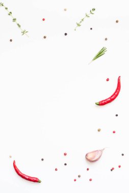 Yeşillik otlar ve baharatlar ile gıda arka plan