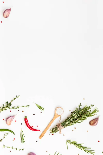 Food background with greens herbs and spices — Stock Photo, Image