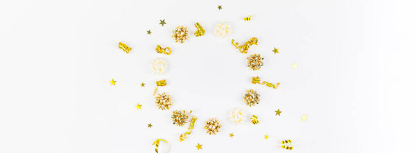 Christmas composition with golden frame