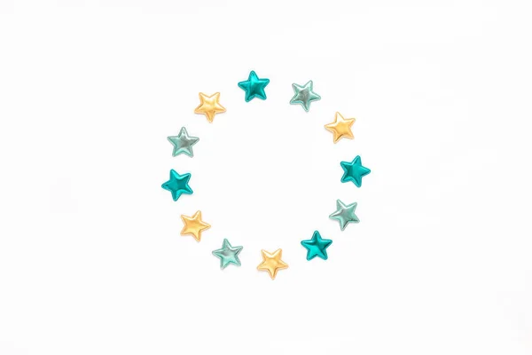 Estrelas decorativas armação grinalda redonda — Fotografia de Stock