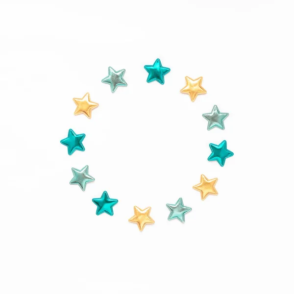 Estrelas decorativas armação grinalda redonda — Fotografia de Stock