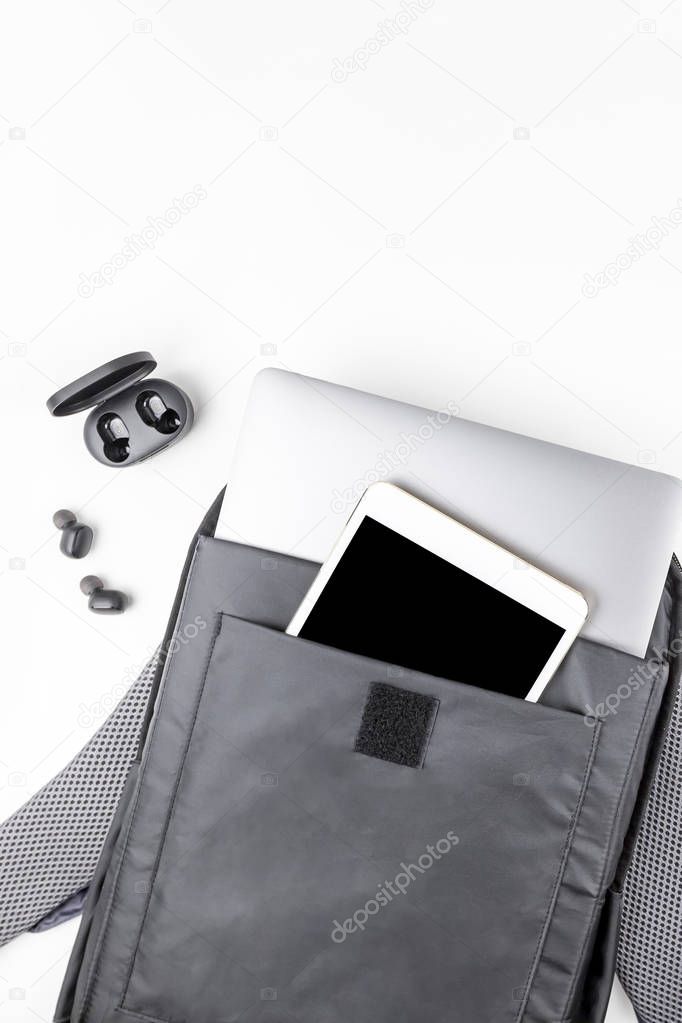 Modern backpack with laptop and tablet inside