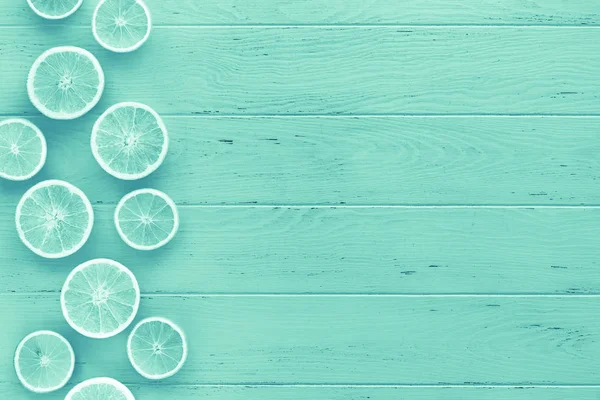 Neo mint green color citrus minimal background