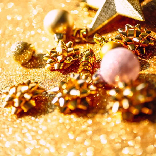 Christmas composition with golden decoration — Stock Photo, Image