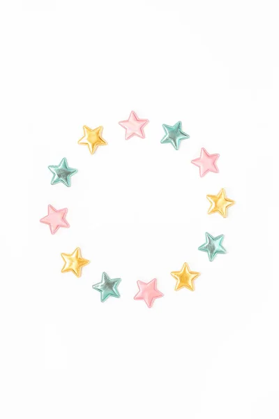 Estrelas decorativas armação grinalda redonda — Fotografia de Stock