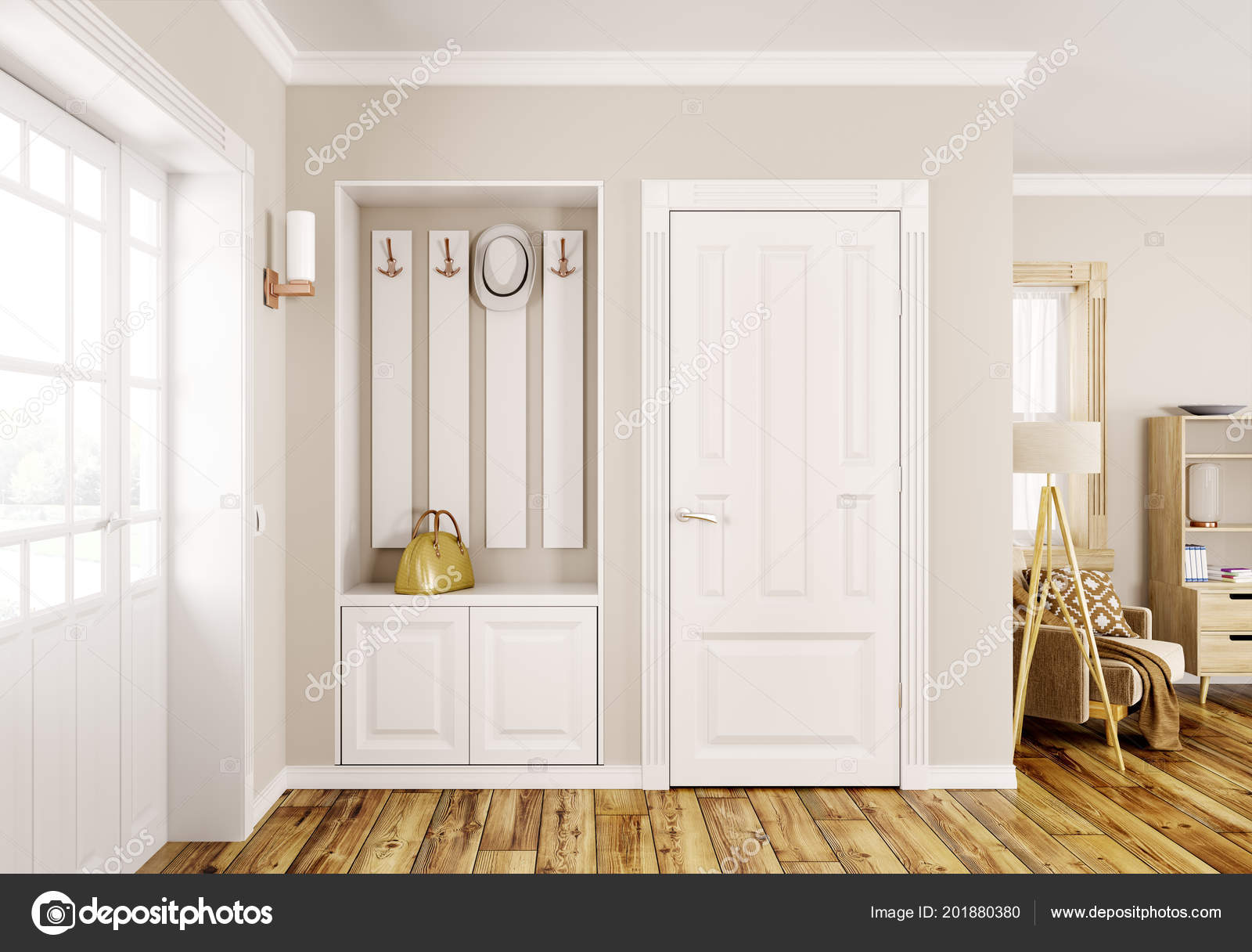 Interior Design Modern Hall Doors Rendering Stock Photo C Scovad 201880380