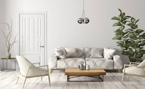 Interior de la sala de estar moderna 3D renderizado —  Fotos de Stock