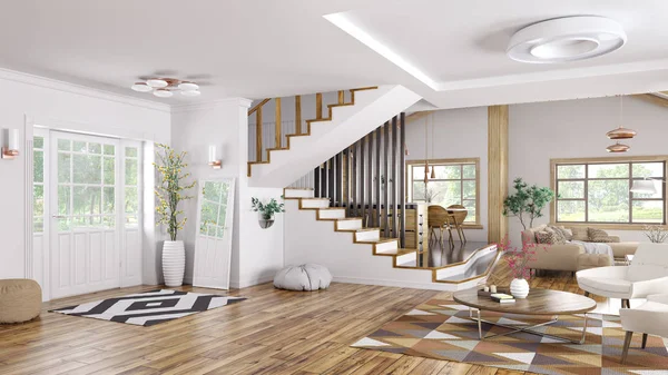 Interno della casa moderna rendering 3d — Foto Stock
