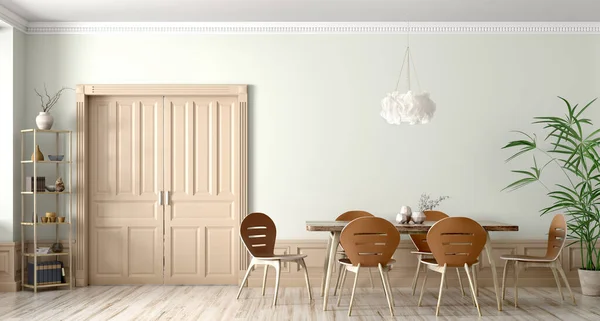 Interior da moderna sala de jantar 3d renderização — Fotografia de Stock