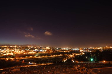 Kudüs'te Mescid-i Aksa ve zeytin Dağı gece