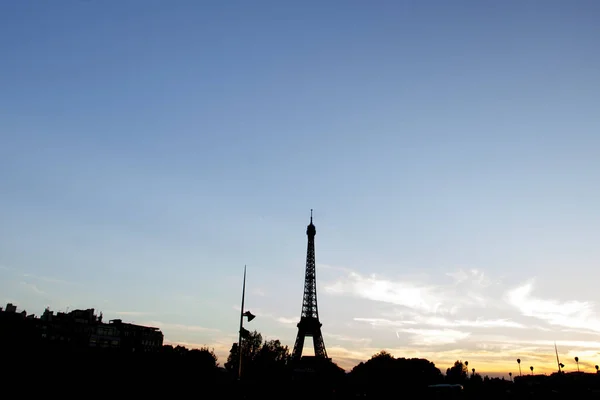 Uitzicht Eiffeltoren Bij Zonsondergang Parijs — Stockfoto
