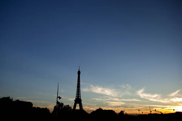 Uitzicht Eiffeltoren Bij Zonsondergang Parijs — Stockfoto