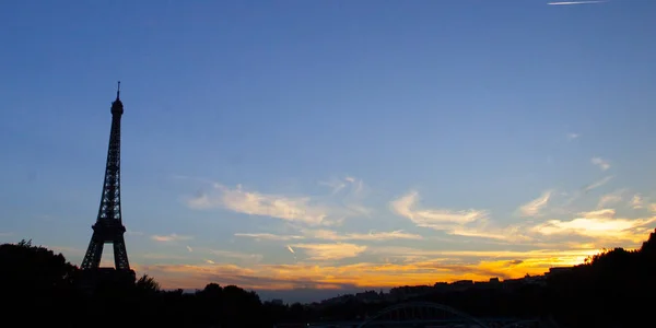 Uitzicht Eiffeltoren Bij Zonsondergang Parijs — Stockfoto