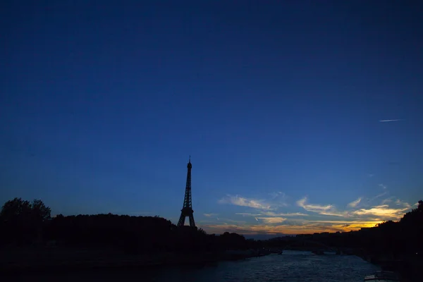 Vista Torre Eiffel Pôr Sol Paris — Fotografia de Stock