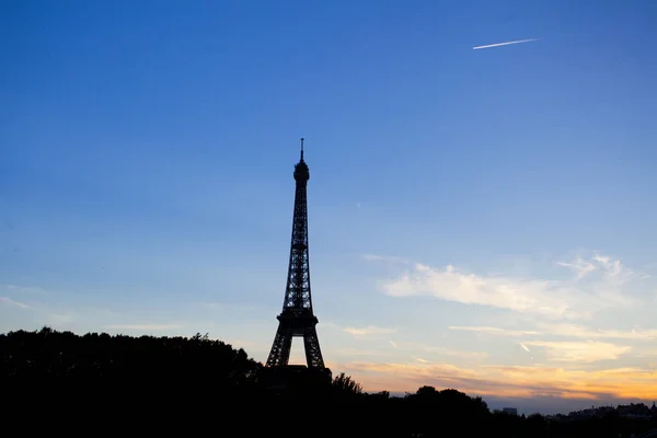 Uitzicht Eiffeltoren Bij Zonsondergang Parijs — Stockfoto
