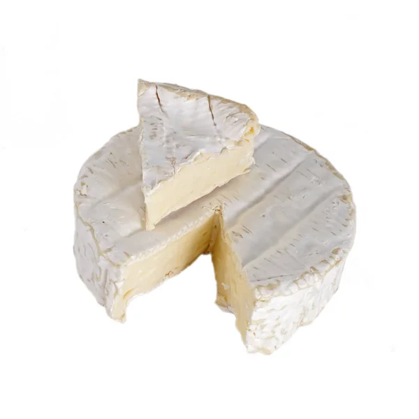 Delícios Queijo Camembert Isolamento Branco — Fotografia de Stock