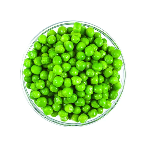 ガラス板の中の緑のエンドウ豆 — ストック写真