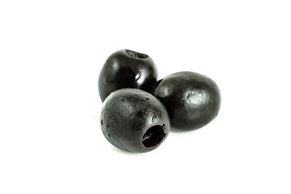 Olives Noires Isolées Sur Fond Blanc — Photo