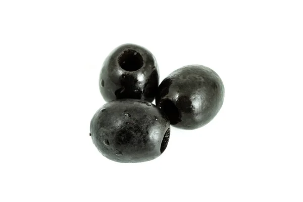 Olives Noires Isolées Sur Fond Blanc — Photo