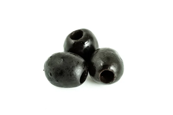 Olives Noires Isolées Sur Fond Blanc — Photo