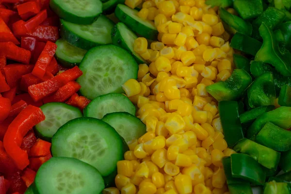 Fresh Chopped Vegetables Bright Background — Stock Photo, Image