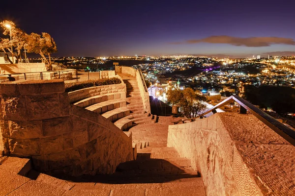 Jerusalén Por Noche Con Mezquita Aqsa Monte Los Olivos — Foto de Stock