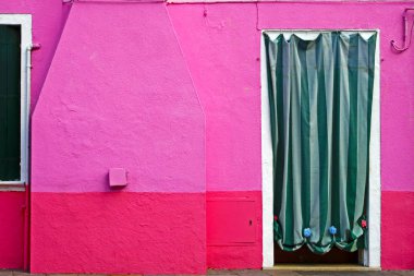 Burano Adası, Venedik, İtalya 'da renkli evler alındı 