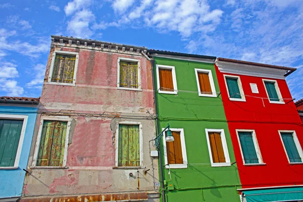 Casas Coloridas Tomadas Isla Burano Venecia Italia —  Fotos de Stock