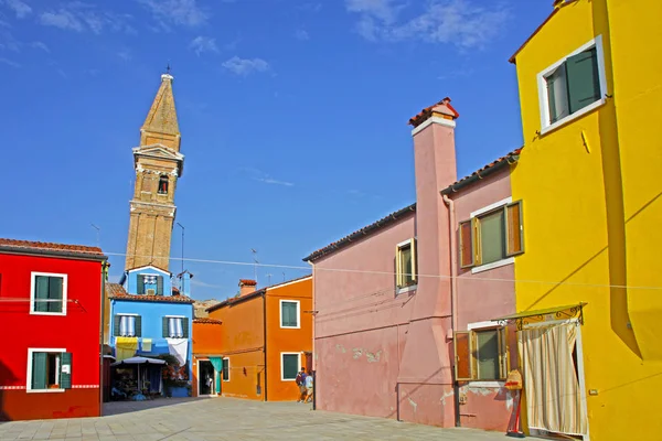 Färgglada Hus Tagna Burano Venedig Italien — Stockfoto