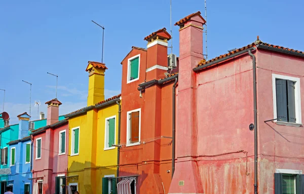 Casas Coloridas Tomadas Ilha Burano Veneza Itália — Fotografia de Stock