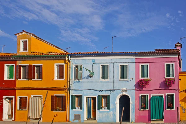 Casas Coloridas Tomadas Ilha Burano Veneza Itália — Fotografia de Stock