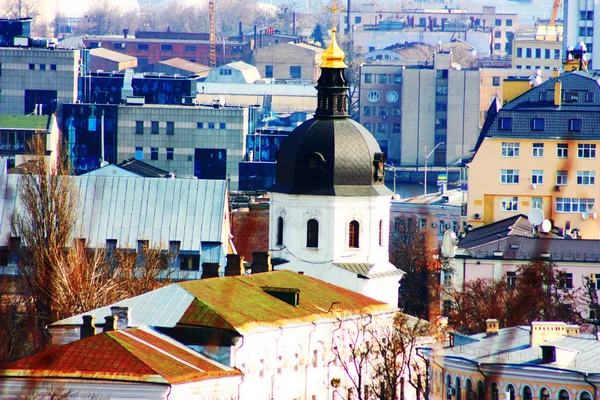 Kiev Bussines Industry City Landscape River Bringe Buildings Taken Spring — Stock Photo, Image