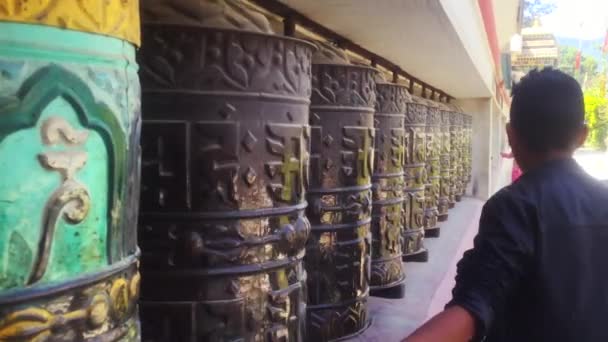 Ruote Preghiera Buddista Nepal — Video Stock