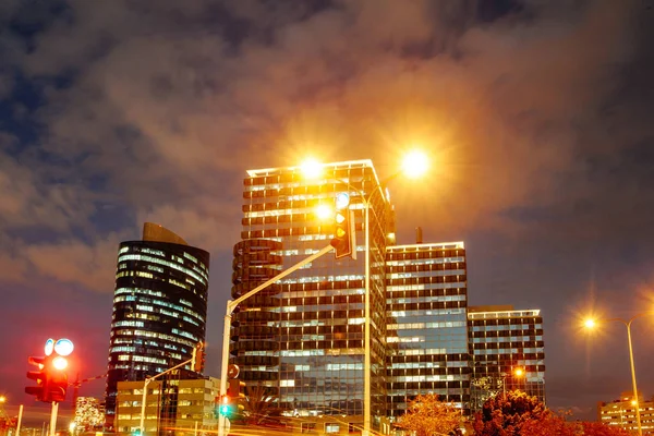 Tel Aviv Night Wolkenkrabber Bouwplaatsen Verkeer Tel Aviv — Stockfoto