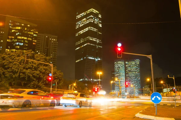 Tel Aviv Por Noche Sitios Construcción Rascacielos Tráfico Tel Aviv — Foto de Stock