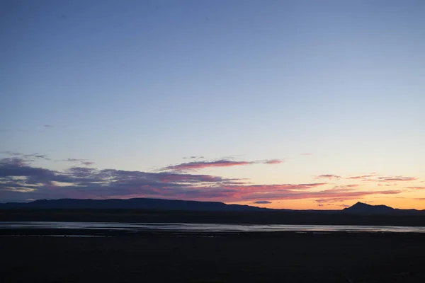 Garis Pantai Islandia Selama Matahari Terbenam — Stok Foto