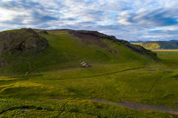 Landschaften Island Bei Sonnenuntergang Mit Drohne — Stockfoto