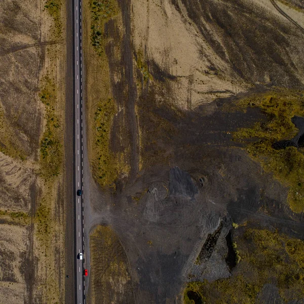 Mit Drohne Fotografierte Landschaften Und Autobahnen Islands — Stockfoto