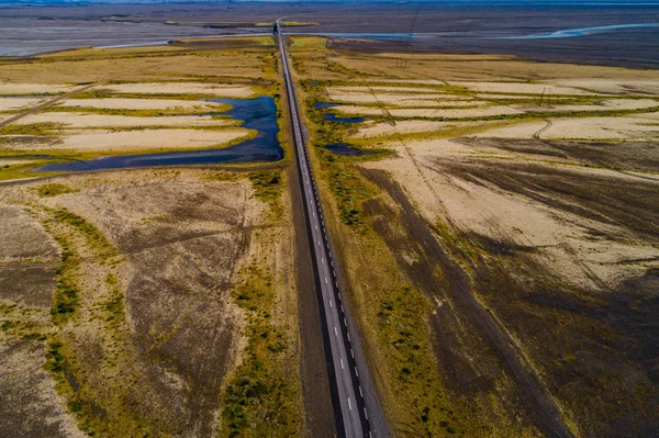 Krajobrazy Autostrady Islandii Zrobione Dronem — Zdjęcie stockowe