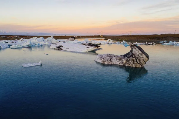 Jökulsárlón Island Suring Solnedgången — Stockfoto