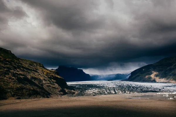 Lodowiec Jokulsarlon Burzliwą Pogodę Islandia — Zdjęcie stockowe