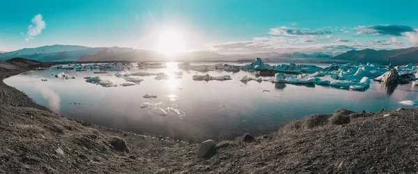 Ledovcová Laguna Islandu Při Západu Slunce — Stock fotografie