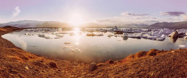 Glacier Lagoon Iceland Sunset Time — Stock Photo, Image