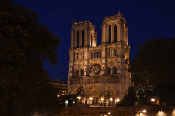 Notre Dame Paris Kvällen Frankrike — Stockfoto
