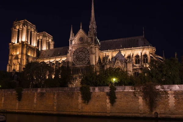 Notre Dame Paris Noite França — Fotografia de Stock