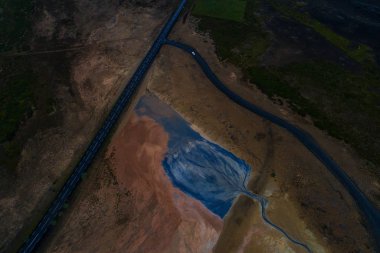 İzlanda hava fotoğrafçılığı insansız hava aracı tarafından çekildi. Hveraronf 'ta etkin volkanizmanın olduğu bir bölgede güzel bir manzara.